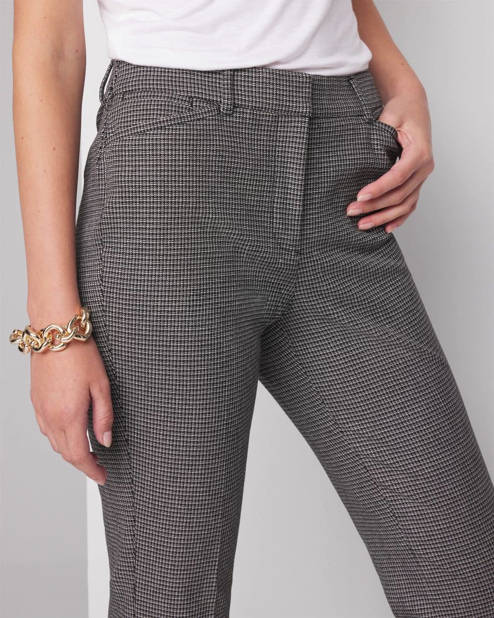 Women s Ines Slim Bootcut Checkered Pant in Black Size 14 White House Black Market